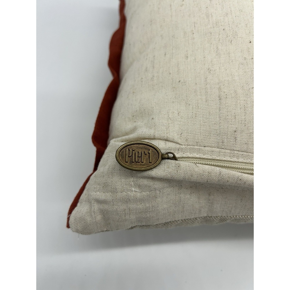 Pier 1 Imports Jacobean Floral Lumbar Pillow Beaded Embroidered Boho Velvet Trim - Picture 8 of 8
